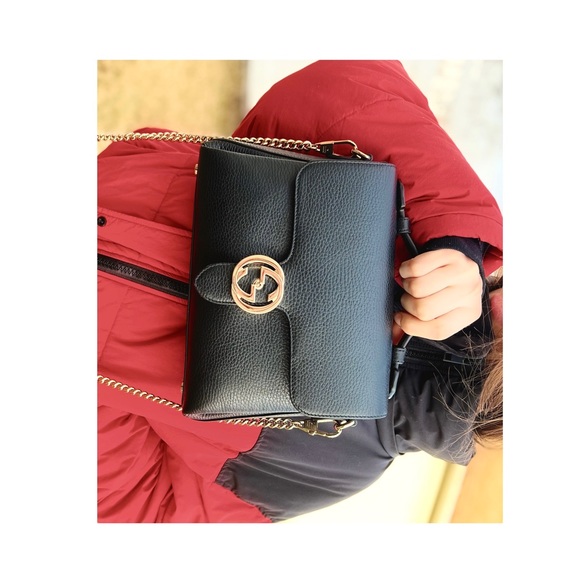 Gucci Dollar Calfskin Interlocking G Top Handle Shoulder Bag Black - Picture 14 of 15